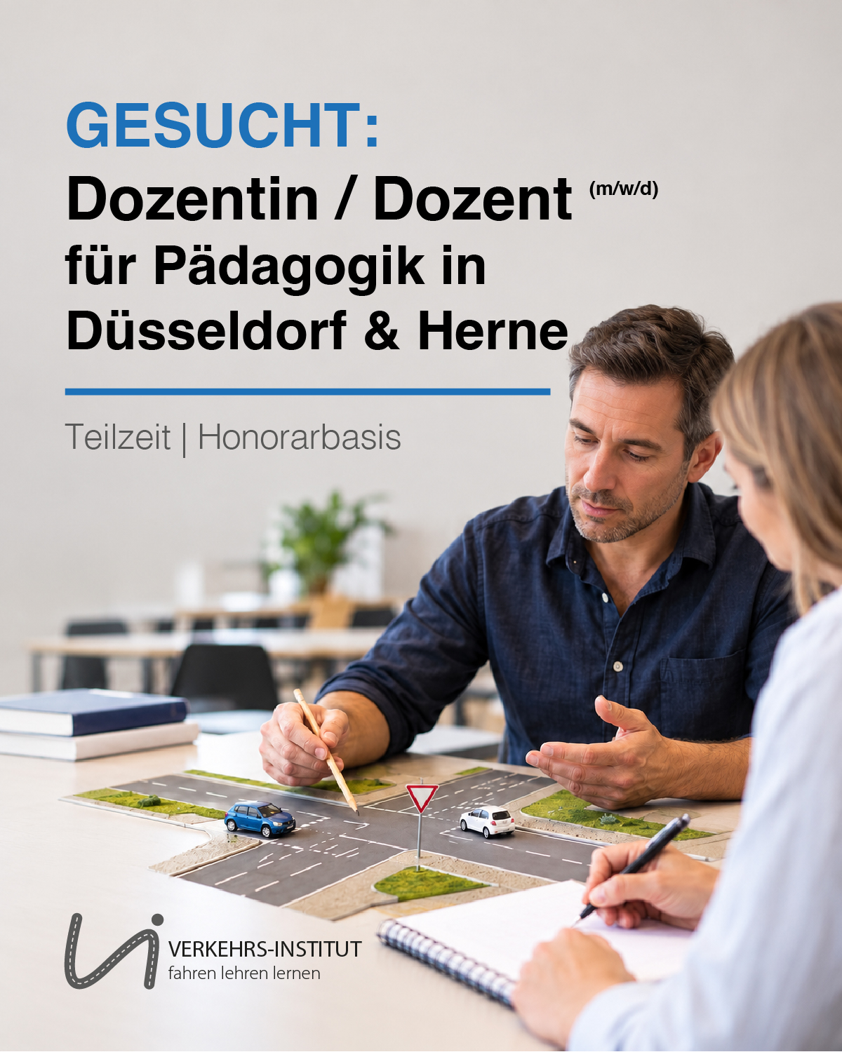 Stellenanzeige: Dozentin oder Dozent für Pädagogik in Düsseldorf und Herne, Teilzeit oder Honorarbasis